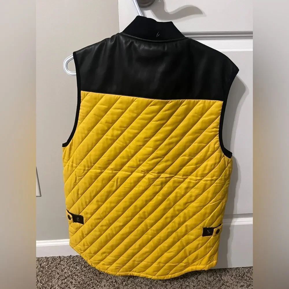DKNY SZ M Men's Quilted Yellow Black Puffer Vest DK34VT1808 $108 - Picture 6 of 7